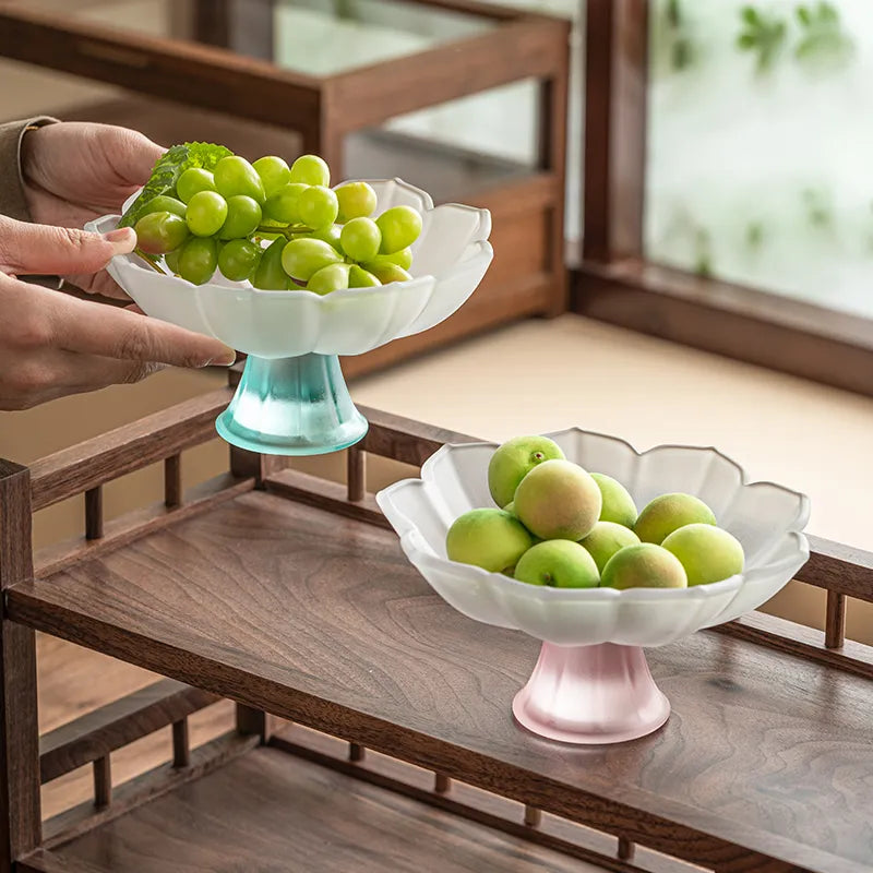 The Lotus Pedestal Platter | Hand-Finished Ceramic Fruit & Dessert Stand