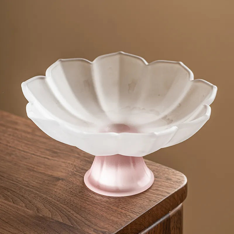 The Lotus Pedestal Platter | Hand-Finished Ceramic Fruit & Dessert Stand
